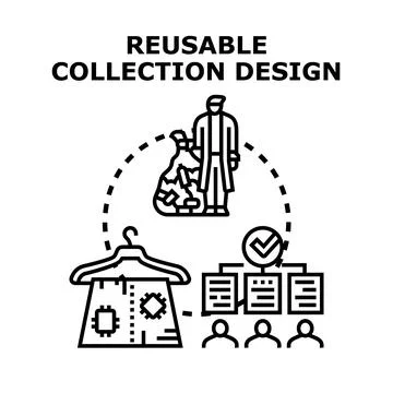 Reusable collection design promoting circular economy and recycle Stock Illustration