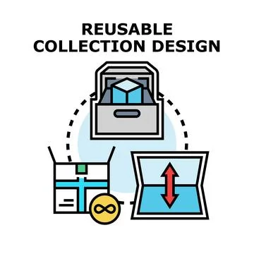 Reusable collection design for sustainable packaging circularity Stock Illustration