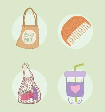 Reusable containers products Stock Illustration