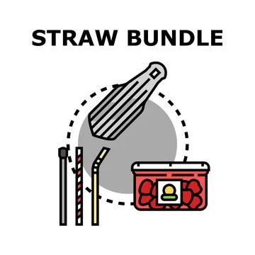 Reusable drinking straw bundle with fruits concept Stock Illustration
