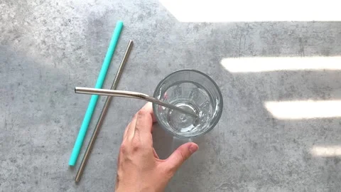 Reusable drinking straws, plastic replacement Stock Footage 243367591