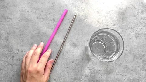 Reusable drinking straws, plastic replacement Stock Footage 243367607