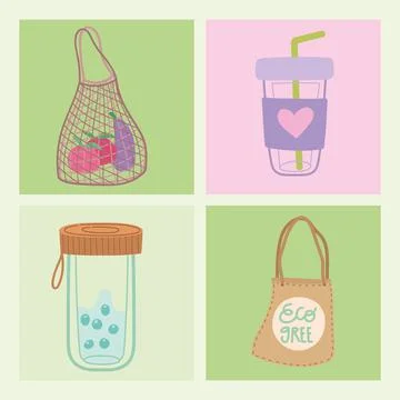 Reusable ecological packages Stock Illustration
