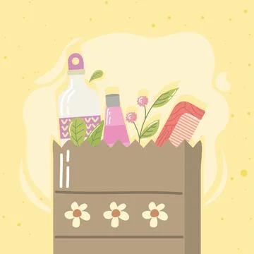 Reusable elements in eco bag Illustrazione stock