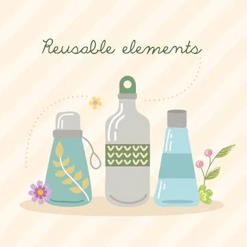 Reusable elements lettering poster Stock Illustration