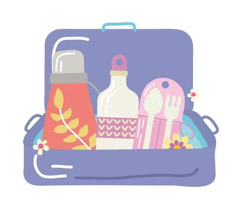 Reusable elements in suitcase Stock Illustration