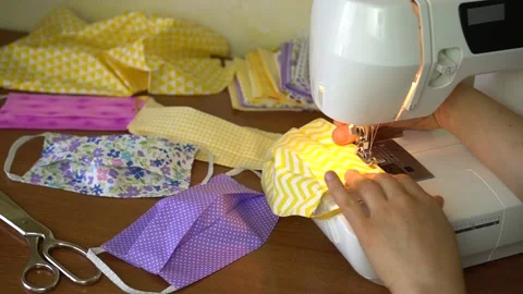 Reusable Fabric Face Mask, Zero waste Eco-friendly Medical Mask Stock Footage 136497853