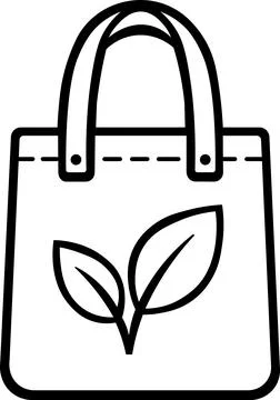 Reusable fabric tote bag with leaf print Stock Illustration