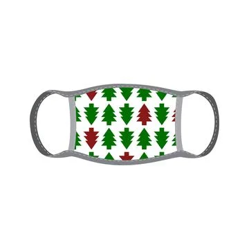 Reusable face mask with pattern red and green fir trees a vector illustration 库存插图