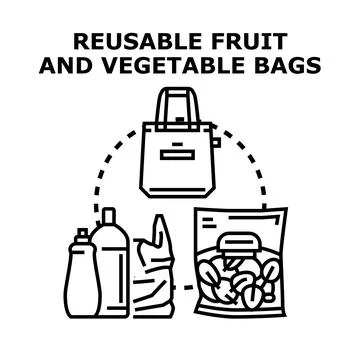 Reusable fruit and vegetable bags ecology concept イラスト素材