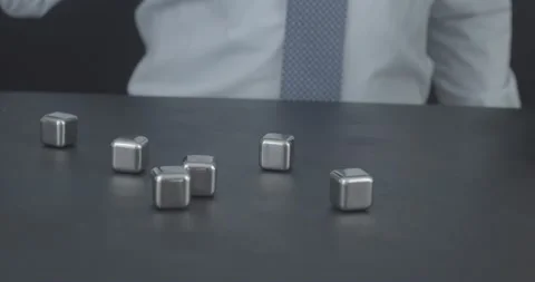 Reusable Ice cubes come to a spinning stop Stock Footage 154009560