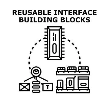 Reusable interface building blocks creating digital concepts Stock Illustration