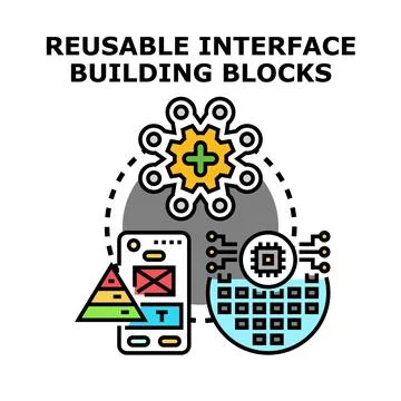 Reusable interface building blocks creating software components Ilustração Stock