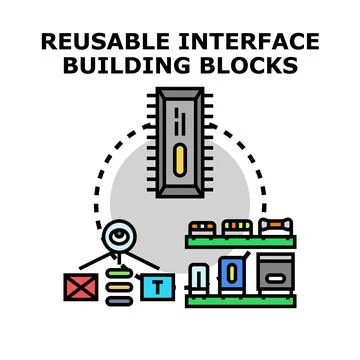 Reusable interface building blocks creating digital concepts Ilustração Stock