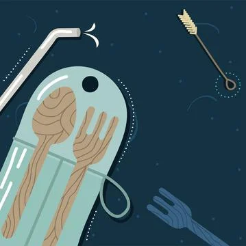 Reusable kitchen utensils Stock Illustration