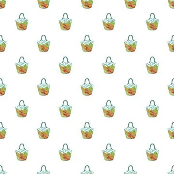 Reusable mesh grocery bags pattern shopping concept Stock Illustration