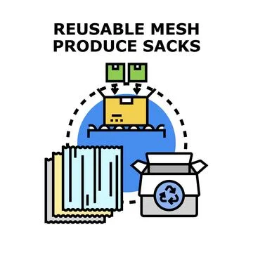 Reusable mesh produce sacks concept illustration Stock Illustration