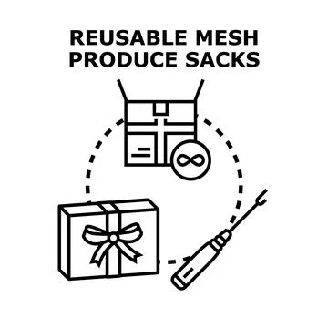 Reusable mesh produce sacks concept vector illustration Illustrazione stock