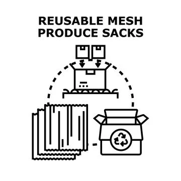 Reusable mesh produce sacks concept illustration Stock Illustration
