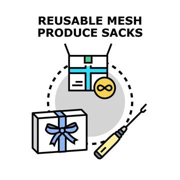 Reusable mesh produce sacks concept vector illustration Stock Illustration