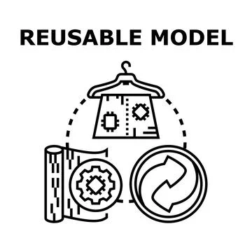 Reusable model implementing sustainable textile production and fashion Stock Illustration