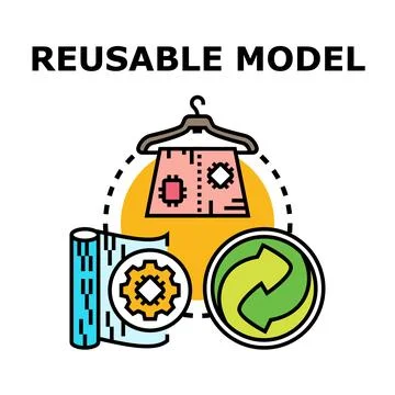 Reusable model implementing sustainable textile production and fashion Illustrazione stock