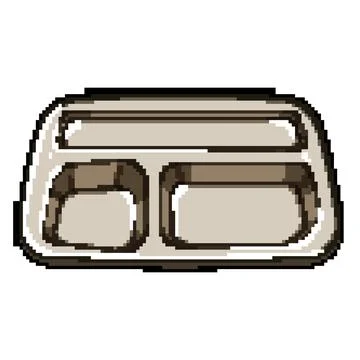 Reusable multi section meal tray pixel art vector illustration Stock Illustration