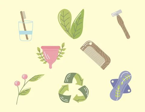 Reusable personal hygiene objects Ilustración de archivo