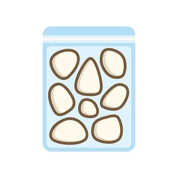 Reusable plastic bag with garlic cloves inside Stock Illustration