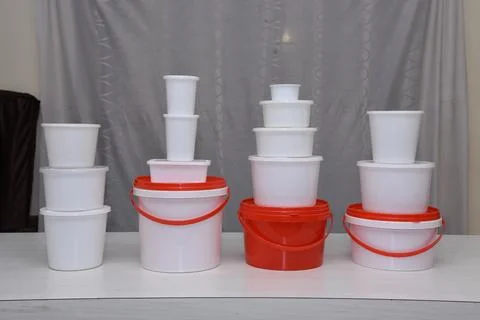 Reusable Plastic Container, Plastic container for foodstuffs. Plastic Bucke.. Stock Photos