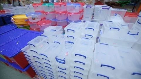 Reusable plastic containers Stock Footage 71867955
