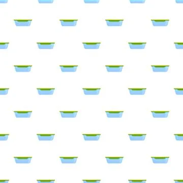 Reusable plastic food container pattern on white background Illustrazione stock