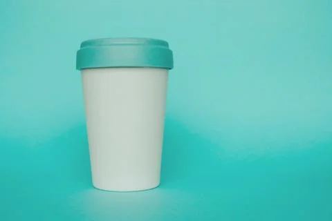 Reusable plastic free eco friendly bamboo cup for take away coffee on light b Stock Photos