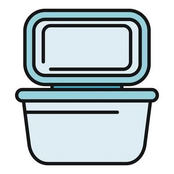 Reusable plastic lunchbox with an open lid Stock Illustration