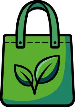 Reusable shopper tote bag with leaf icon Stock Illustration