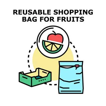 Reusable shopping bag reducing plastic waste concept Stock Illustration