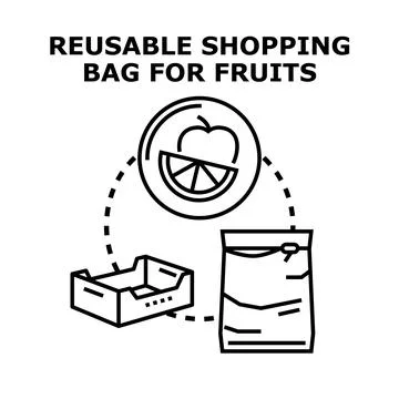Reusable shopping bag reducing plastic waste concept Stock Illustration