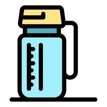 Reusable water bottle with handle and measurement marks promoting hydration Illustration