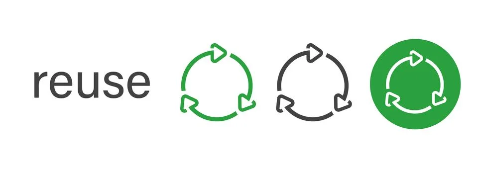 Reuse circle arrow icon repeat process symbol of garbage waste management gre Stock Illustration