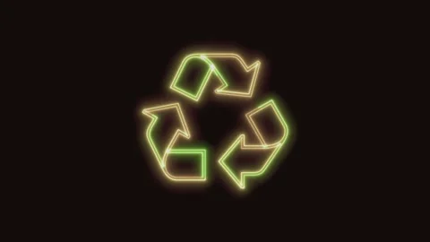 Reuse Icon Neon Seamless Loop 4K (Black Background) Stock Footage 310359945