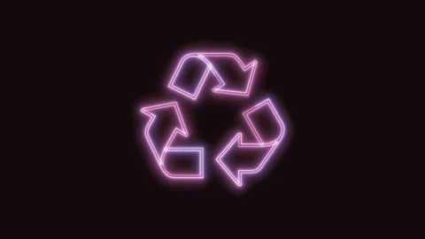 Reuse Icon Neon Seamless Loop with Black Background 4K Stock Footage 311303079
