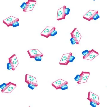 Reuse solid waste isometric icon seamless pattern Stock Illustration