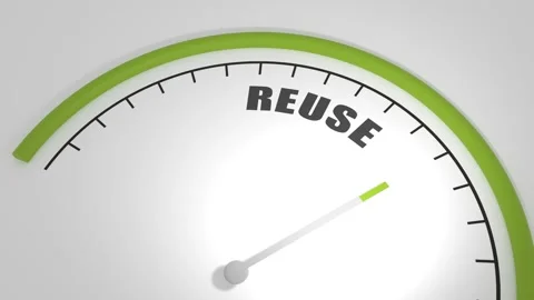 Reuse value measuring device with arrow and scale. Green grass. 3D render Stock Footage 255925632