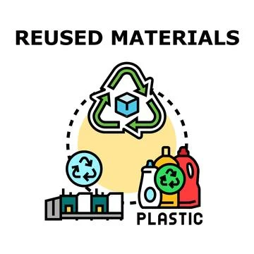 Reused materials processing creating environmental recycling project Stock Illustration