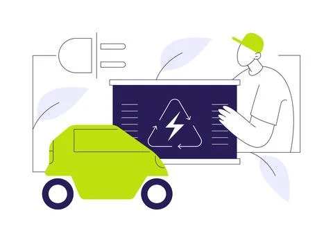 Reusing and repurposing EV batteries abstract concept vector illustration. Stock Illustration