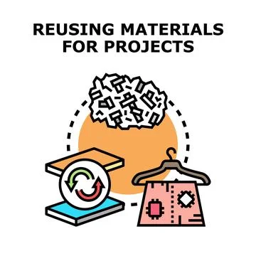Reusing materials for creative projects and sustainable solutions Stock Illustration