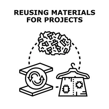 Reusing materials for creative projects and sustainable solutions Stock Illustration