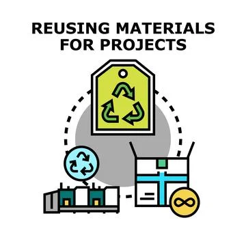 Reusing materials for projects, circular economy concept Stock Illustration