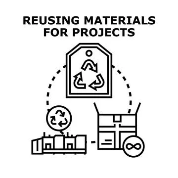 Reusing materials for projects, circular economy concept Stock Illustration