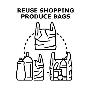 Reusing shopping bags for responsible consumption concept Stock Illustration